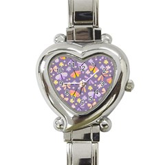 Vector-seamless-pattern-with-butterflies-beetles Heart Italian Charm Watch