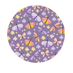 Vector-seamless-pattern-with-butterflies-beetles Mini Round Pill Box (pack Of 3)