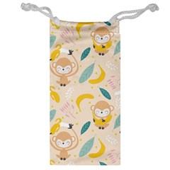 Cute-monkey-banana-seamless-pattern-background Jewelry Bag by Jancukart