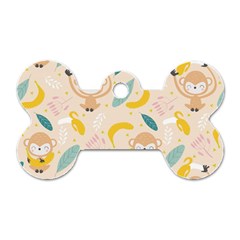 Cute-monkey-banana-seamless-pattern-background Dog Tag Bone (one Side)