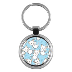 Seamless-little-cat-dragonfly-pattern Key Chain (round)