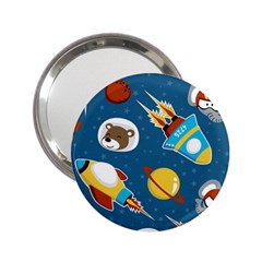 Seamless-pattern-vector-with-spacecraft-funny-animals-astronaut 2 25  Handbag Mirrors