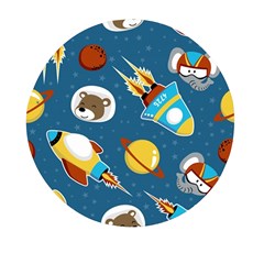 Seamless-pattern-vector-with-spacecraft-funny-animals-astronaut Mini Round Pill Box (pack Of 3)