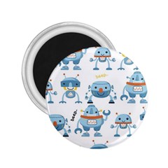 Seamless Pattern With Funny Robot Cartoon 2 25  Magnets