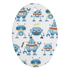 Seamless Pattern With Funny Robot Cartoon Ornament (oval)