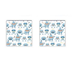 Seamless Pattern With Funny Robot Cartoon Cufflinks (square)