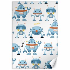 Seamless Pattern With Funny Robot Cartoon Canvas 24  X 36 