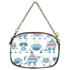 Seamless Pattern With Funny Robot Cartoon Chain Purse (two Sides)