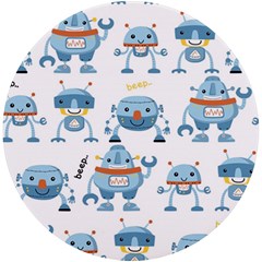 Seamless Pattern With Funny Robot Cartoon Uv Print Round Tile Coaster by Jancukart