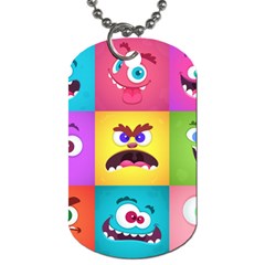 Monsters Emotions Scary Faces Masks With Mouth Eyes Aliens Monsters Emoticon Set Dog Tag (two Sides)