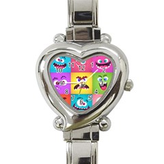 Monsters Emotions Scary Faces Masks With Mouth Eyes Aliens Monsters Emoticon Set Heart Italian Charm Watch by Jancukart