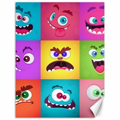 Monsters Emotions Scary Faces Masks With Mouth Eyes Aliens Monsters Emoticon Set Canvas 12  X 16 