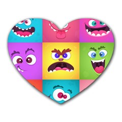 Monsters Emotions Scary Faces Masks With Mouth Eyes Aliens Monsters Emoticon Set Heart Mousepads