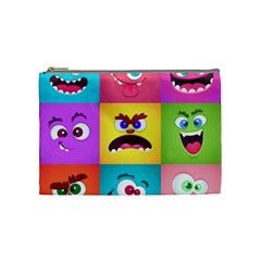Monsters Emotions Scary Faces Masks With Mouth Eyes Aliens Monsters Emoticon Set Cosmetic Bag (medium) by Jancukart