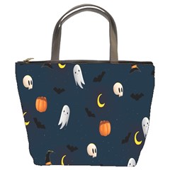 Halloween Ghost Pumpkin Bat Skull Bucket Bag by artworkshop