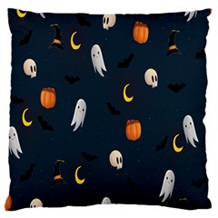 Halloween Ghost Pumpkin Bat Skull Large Flano Cushion Case (one Side) by artworkshop