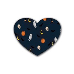 Halloween Ghost Pumpkin Bat Skull Rubber Heart Coaster (4 Pack)