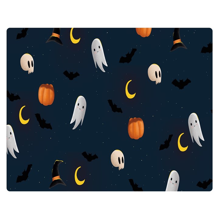 Halloween Ghost Pumpkin Bat Skull Double Sided Flano Blanket (Medium) 