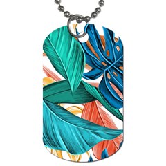 Leaves Tropical Exotic Dog Tag (two Sides) by artworkshop