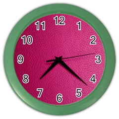 Pink Leather Leather Texture Skin Texture Color Wall Clock by artworkshop