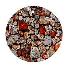 Stone Wall Wall Texture Drywall Stones Rocks Round Ornament (two Sides) by artworkshop