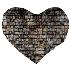 Wall Stone Wall Brick Wall Stoneworks Masonry Large 19  Premium Heart Shape Cushions by artworkshop