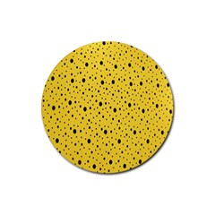 Polkadot Yellow Rubber Round Coaster (4 Pack) by nate14shop