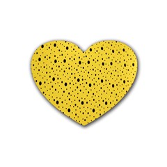 Polkadot Yellow Rubber Coaster (heart) by nate14shop