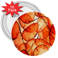 Orange 3  Buttons (10 Pack)  by nate14shop