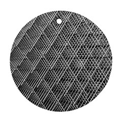 Grid Wire Mesh Stainless Rods Metal Ornament (round) by artworkshop