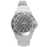 Grid Wire Mesh Stainless Rods Metal Round Plastic Sport Watch (L) Front