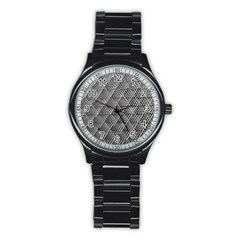 Grid Wire Mesh Stainless Rods Metal Stainless Steel Round Watch by artworkshop