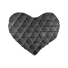 Grid Wire Mesh Stainless Rods Metal Standard 16  Premium Flano Heart Shape Cushions by artworkshop