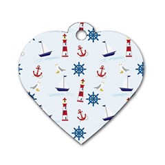 Lighthouse Sail Boat Seagull Dog Tag Heart (two Sides) by artworkshop