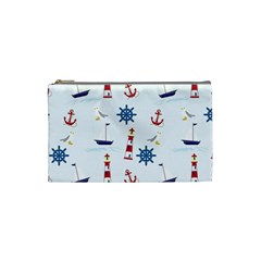 Lighthouse Sail Boat Seagull Cosmetic Bag (small) by artworkshop