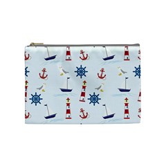 Lighthouse Sail Boat Seagull Cosmetic Bag (medium) by artworkshop