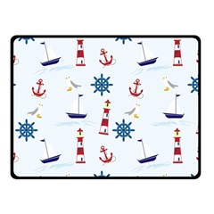 Lighthouse Sail Boat Seagull Double Sided Fleece Blanket (small)  by artworkshop