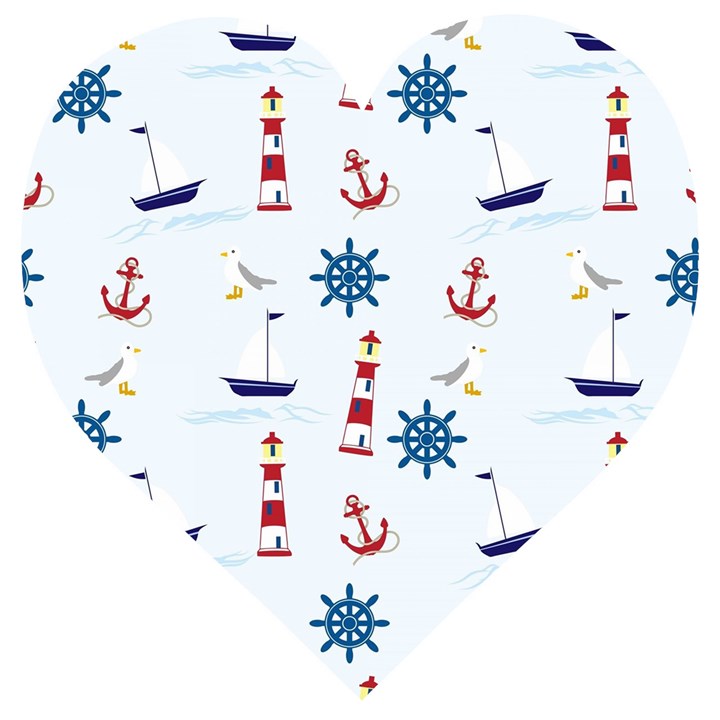 Lighthouse Sail Boat Seagull Wooden Puzzle Heart