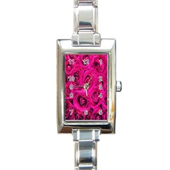 Pink Flowers Roses Rectangle Italian Charm Watch by artworkshop