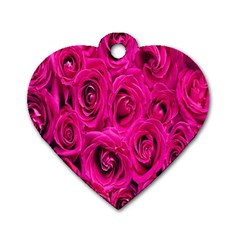 Pink Flowers Roses Dog Tag Heart (one Side) by artworkshop