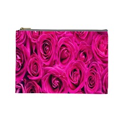 Pink Flowers Roses Cosmetic Bag (large) by artworkshop