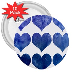 Valentin Heart  Love 3  Buttons (10 Pack)  by artworkshop