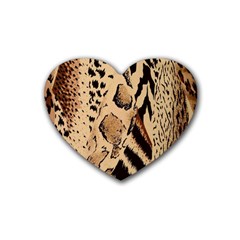 Animal-pattern-design-print-texture Rubber Heart Coaster (4 Pack)