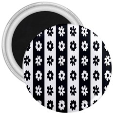 Black-and-white-flower-pattern-by-zebra-stripes-seamless-floral-for-printing-wall-textile-free-vecto 3  Magnets by nate14shop