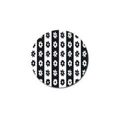 Black-and-white-flower-pattern-by-zebra-stripes-seamless-floral-for-printing-wall-textile-free-vecto Golf Ball Marker (4 Pack)