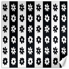 Black-and-white-flower-pattern-by-zebra-stripes-seamless-floral-for-printing-wall-textile-free-vecto Canvas 16  X 16  by nate14shop