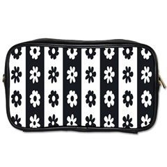 Black-and-white-flower-pattern-by-zebra-stripes-seamless-floral-for-printing-wall-textile-free-vecto Toiletries Bag (two Sides) by nate14shop
