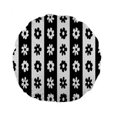 Black-and-white-flower-pattern-by-zebra-stripes-seamless-floral-for-printing-wall-textile-free-vecto Standard 15  Premium Round Cushions by nate14shop