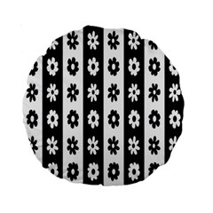 Black-and-white-flower-pattern-by-zebra-stripes-seamless-floral-for-printing-wall-textile-free-vecto Standard 15  Premium Flano Round Cushions by nate14shop