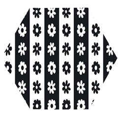 Black-and-white-flower-pattern-by-zebra-stripes-seamless-floral-for-printing-wall-textile-free-vecto Wooden Puzzle Hexagon by nate14shop